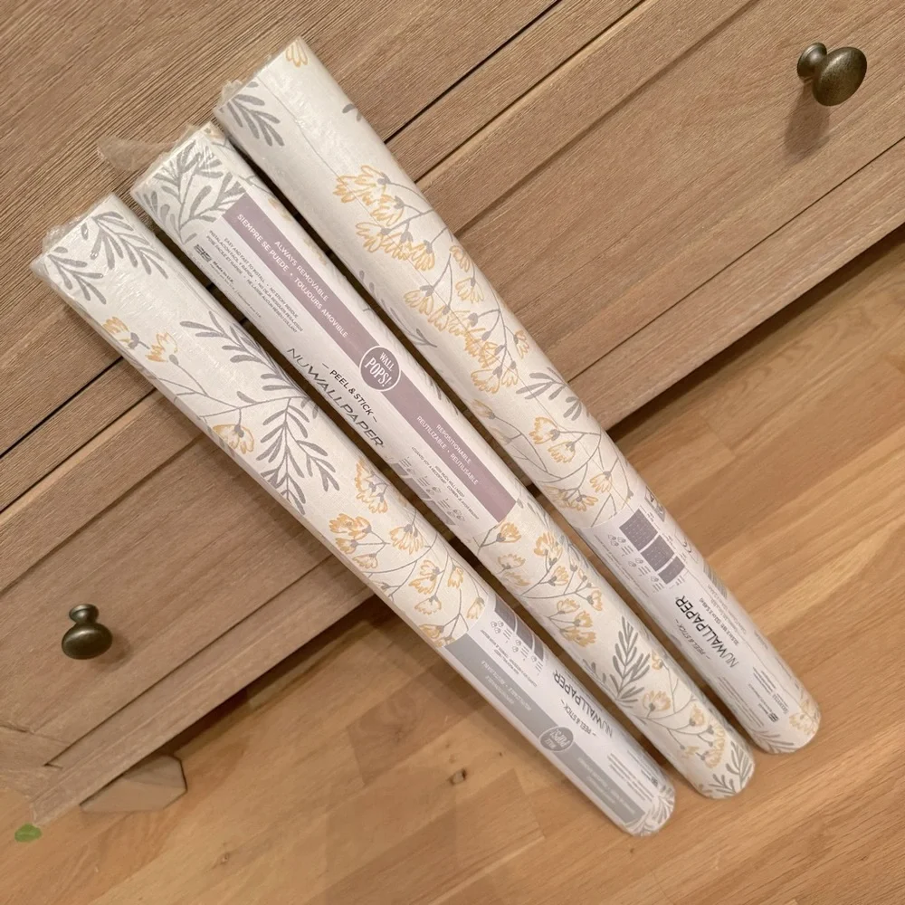 1 Roll NuWallpaper Yellow Wethersfield Peel and Stick Wallpaper